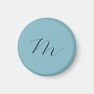 Monogram Solid Blue Pastel Minimalist Professional Magneet