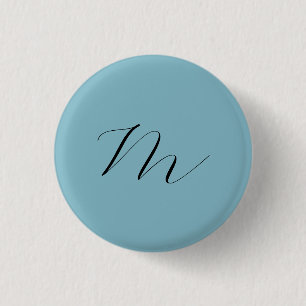 Monogram Solid Blue Pastel Minimalist Professional Ronde Button 3,2 Cm