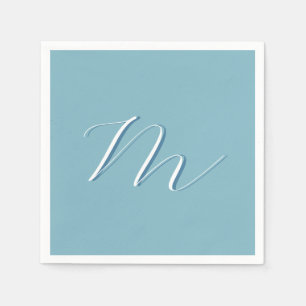 Monogram Solid Blue Pastel Minimalist Professional Servet