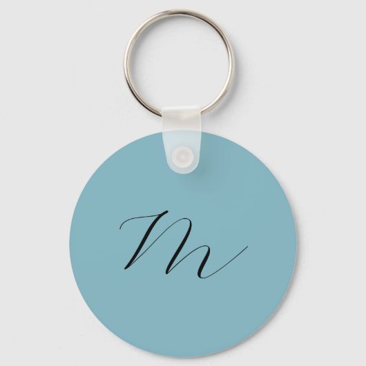 Monogram Solid Blue Pastel Minimalist Professional Sleutelhanger (Voorkant)