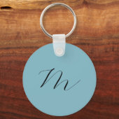 Monogram Solid Blue Pastel Minimalist Professional Sleutelhanger (Voorkant)