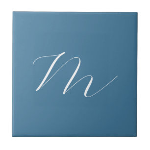Monogram Solid Blue Pastel Minimalist Professional Tegeltje