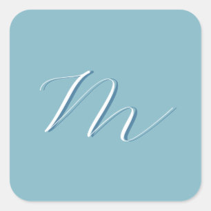 Monogram Solid Blue Pastel Minimalist Professional Vierkante Sticker