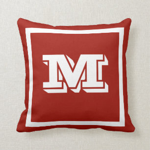 MONOGRAM Solid Rood, aangepast Kussen