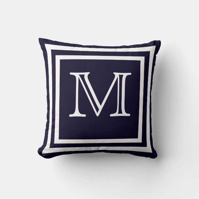MONOGRAM Solid Soft Dark Navy Blauw effen Kussen (Voorkant)