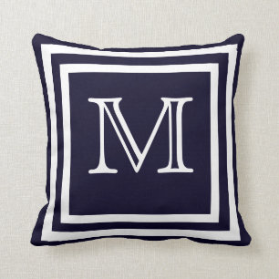 MONOGRAM Solid Soft Dark Navy Blue Plain  Kussen