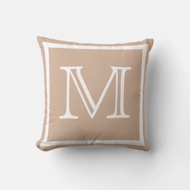 MONOGRAM Solide Tan taupe simple coussin (Recto)