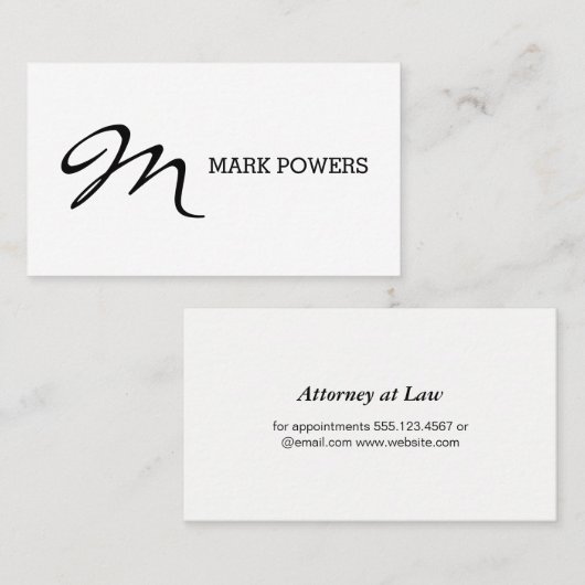 Monogram soort script afsprakenkaartje (Voorkant / Achterkant)