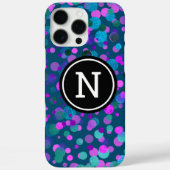 Monogram sparkle blauwe paarse confetti stippen op Case-Mate iPhone case (Achterkant)