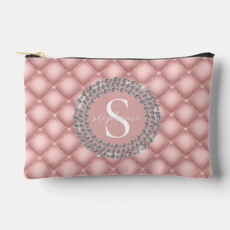Monogram Sparkly Diamonds Tufted Custom Blush Pink Etui