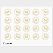 Monogram Sparkly Gouden Confetti Envelopzegel Ronde Sticker (Vel)