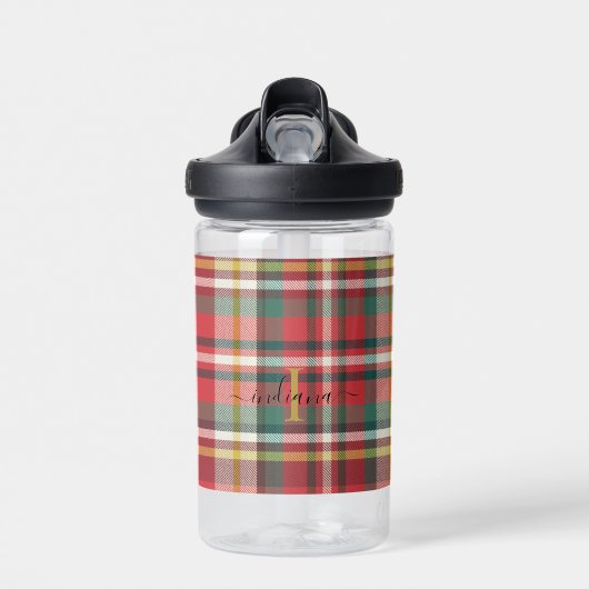 Monogram Speld Script Name Initiaal Red Waterfles (Voorkant)