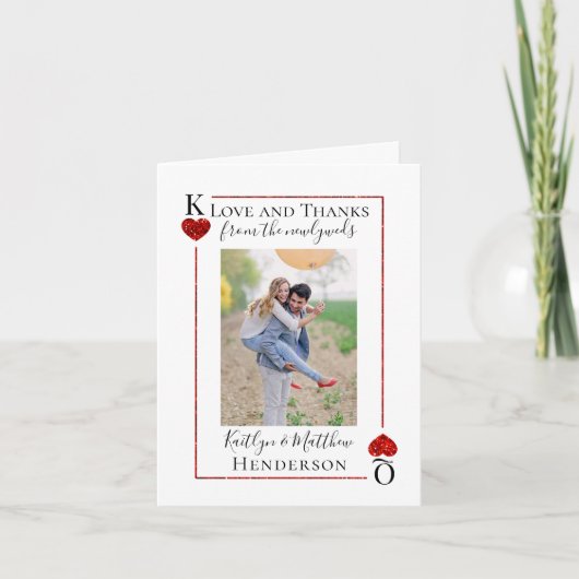 Monogram Spelen Kaart Bruiloft Collectie Dank u (Voorkant)