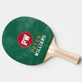 Monogram Speler Naam & Initialen Groen Tafeltennisbatje (Zijkant)