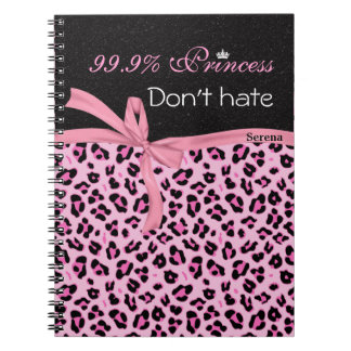 Monogram, spiraalnotitieboekje, roze luipaardprint notitieboek