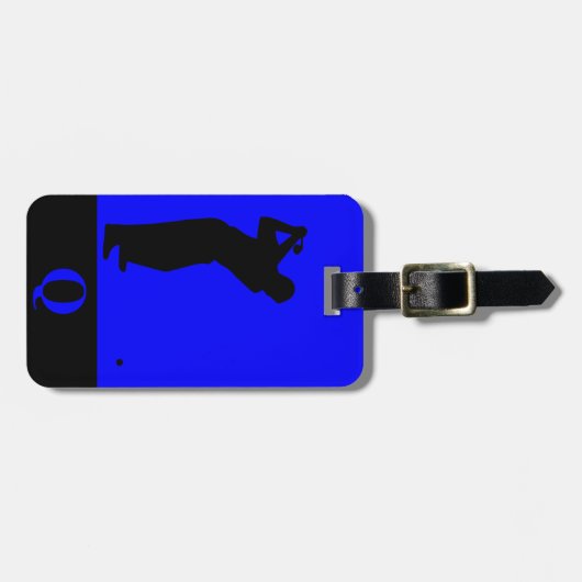 Monogram Sport Zwart Blauw Golf Bagage Reizen Bagagelabel (Voorkant horizontaal)