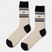 Monogram sportstreep beige zwart sokken (Links)