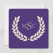 Monogram Square Classic Paarse College Graduing Kaart (Achterkant)