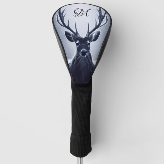Monogram stag Buck Deer Antlers Golfheadcover (Voorkant)
