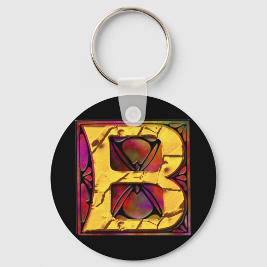 Monogram: Stainglass B Sleutelhanger (Voorkant)