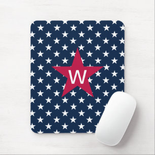 Monogram Star Red White Blue Mousepad Muismat