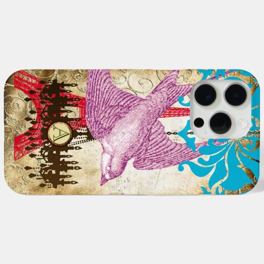Monogram Steampunk Bird Effiel Tower Chandelier Case-Mate iPhone Case (Achterkant (horizontaal))