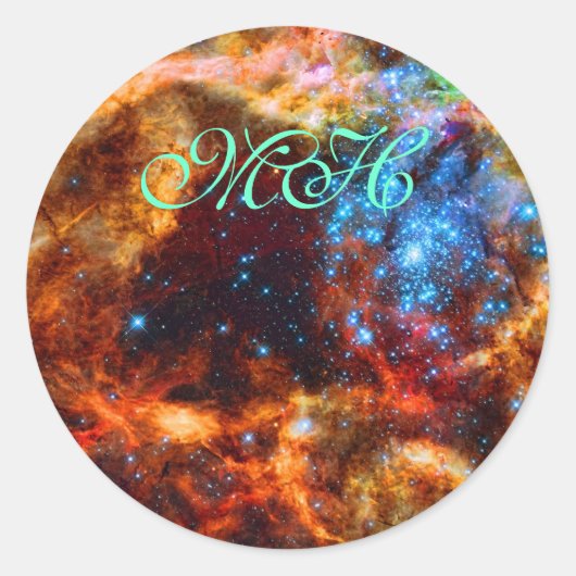 Monogram - Stellar Nursery R136, Tarantula Nebula Ronde Sticker (Voorkant)