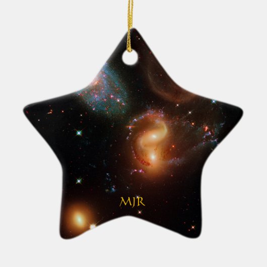 Monogram Stephans Quintet deep space sterrenstelse Keramisch Ornament (Voorkant)