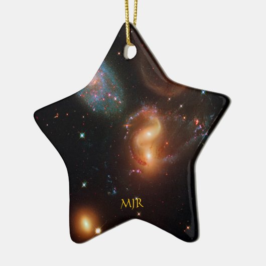 Monogram Stephans Quintet deep space sterrenstelse Keramisch Ornament (Links)