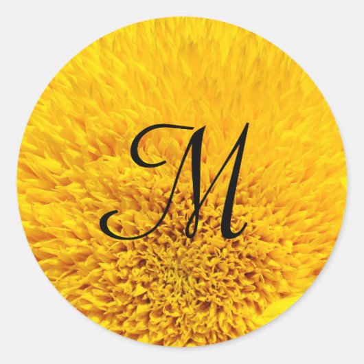 Monogram Sticker Zegels Gele Zonnebloemblaadjes (Voorkant)