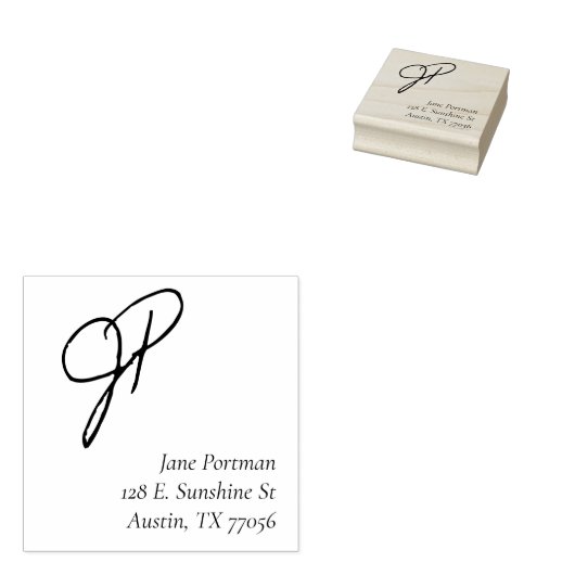 Monogram Stijl | Casual Chic Retouradres Sticker Rubberstempel (Gestempeld)