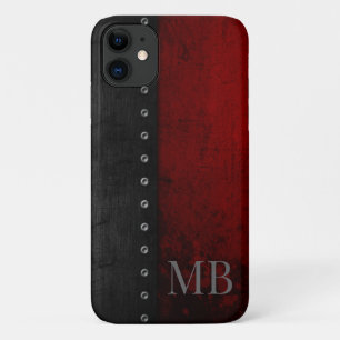 Monogram Stijl Landelijke Rode Grunge iPhone 11 Hoesje
