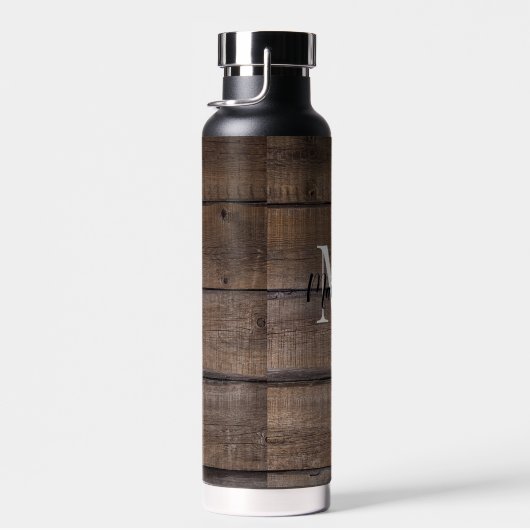 Monogram stijlpatroon Rustige houtpatroonstijl Waterfles (Rechts)