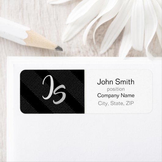 Monogram stijlvol Geometric Black Pattern Etiket (Insitu)