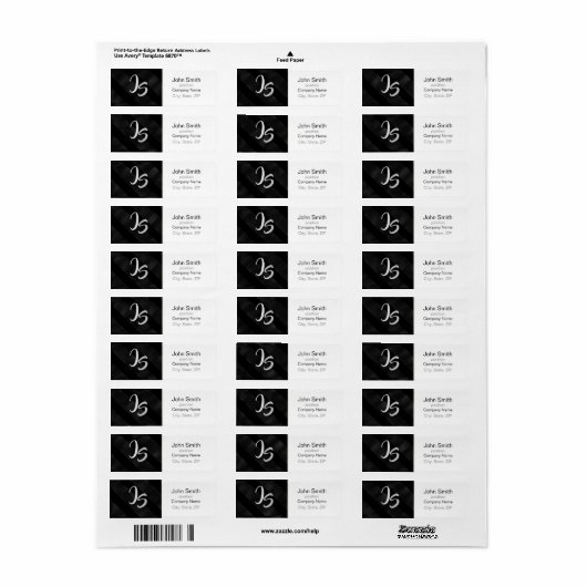 Monogram stijlvol Geometric Black Pattern Etiket (Full Sheet)