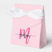 Monogram Stijlvol Modern Hot Pink Bedankdoosjes (Voorkant Zijde)