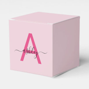 Monogram Stijlvol Modern Hot Pink Bedankdoosjes