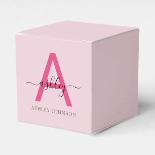 Monogram Stijlvol Modern Hot Pink Bedankdoosjes
