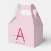 Monogram Stijlvol Modern Hot Pink Bedankdoosjes (Achterkant)