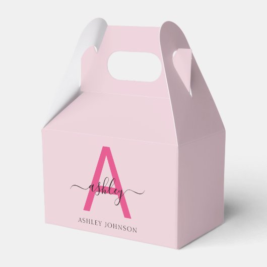 Monogram Stijlvol Modern Hot Pink Bedankdoosjes (Voorkant Zijde)