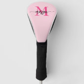 Monogram Stijlvol Modern Hot Pink Golfheadcover (Voorkant)