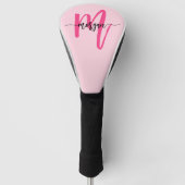 Monogram Stijlvol Modern Hot Pink Golfheadcover (Voorkant)