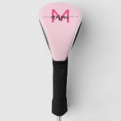 Monogram Stijlvol Modern Hot Pink Golfheadcover (Voorkant)