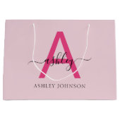 Monogram Stijlvol Modern Hot Pink Groot Cadeauzakje (Voorkant)