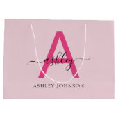 Monogram Stijlvol Modern Hot Pink Groot Cadeauzakje (Achterkant)
