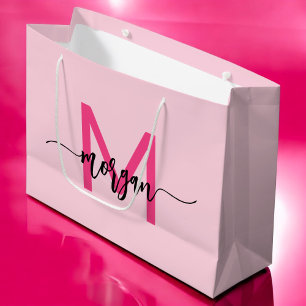 Monogram Stijlvol Modern Hot Pink Groot Cadeauzakje