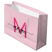 Monogram Stijlvol Modern Hot Pink Groot Cadeauzakje (Voorkant Gekanteld)