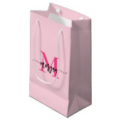 Monogram Stijlvol Modern Hot Pink Klein Cadeauzakje (Voorkant Gekanteld)