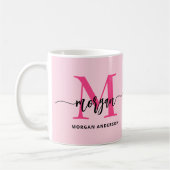 Monogram Stijlvol Modern Hot Pink Koffiemok (Links)
