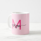 Monogram Stijlvol Modern Hot Pink Koffiemok (Voorkant links)